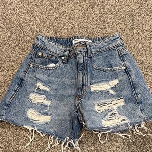Garage Distressed Light Blue Denim Jean Shorts